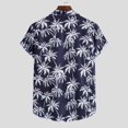 thumbnail image 4 of Jinhomg Men's Holiday Beach Shirts 2025 Fashion Tropical Palm Tree Print Hawaiian Shirt Lightweight Comfy Button Down Lapel Collar Summer Vacation Shirts Winter Saving Navy XXXL, 4 of 10