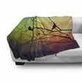 thumbnail image 3 of Modern Soft Flannel Fleece Blanket, Birds on Branch with Geometrical Abstract Rainbow Colored Sharp Lines Backdrop Print, Cozy Plush for Indoor and Outdoor Use, 70" x 90", Multicolor, by Ambesonne, 3 of 6