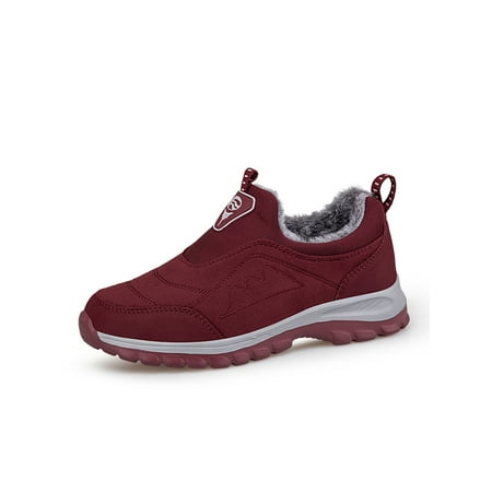 

Ferndule Unisex Sneakers Soft Sole Walking Shoe Slip On Casual Shoes Lightweight Plush Lined Flats Travel Fashion Sneaker Flat Breathable Red 4.5