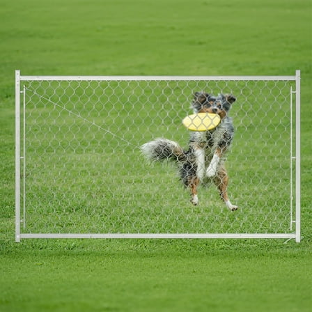 YIYADO Adjustable Chain Link Walk Gate Kit, 3.8' Height with Round Corner Frame, Fits 24" to 72" Openings, Silver