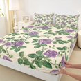 thumbnail image 3 of Homewish Retro Rustic Floral Full Size Sheets,Spring Natural Theme Bed Sheets,Purple Beige Green Sheet Sets For Girls Boys,Luxury Bedroom Decor,4 Pieces, 3 of 7
