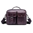 thumbnail image 3 of Bolsa de negocios de cuero genuino retro Hombres bandolera de hombro (Café) Likrtyny Para Estrenar, 3 of 7