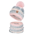 thumbnail image 2 of Xfvqtps Womens Hat Scarf Set Gradient Color Plush Pompom Knitting Stretch Warm Soft Thickened Windproof Coldproof Outdoor Winter Beanie Neck Scarf Set Pink, 2 of 5