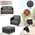 Costway 5PCS outdoor Patio Rattan Metal Ottoman Furniture Loveseat Sofa