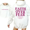 thumbnail image 3 of Faith Over Fear Two-Sided Christian Unisex Pullover Hoodie, Inspirational Bible Verse Hooded Sweatshirt for Men and Women, Religious Casual Streetwear, Sizes S–5XL, 3 of 7