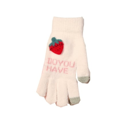

ASEIDFNSA Children Gloves Bulk Winter Apparel Children Woollen Gloves Winter Cute Warm Gloves Jacquard Embroidered Strawberry Finger Sports Gloves Girls