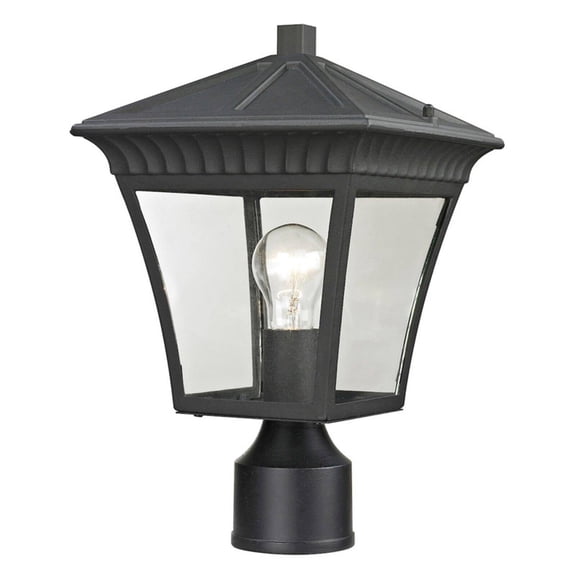 Elk Home Ridgewood 1-Light Matte Textured Black Outdoor Post Light, 15-inch H
