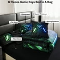 thumbnail image 6 of URBONUR Blue Green Game Comforter Set for Boys Kids Teens 6 Pieces Lightning Gamepad Bed in a Bag Gaming Video Black Bedding Set with Sheets Gamer Bedroom Set(Blue Green Queen), 6 of 10