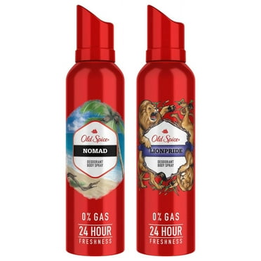 Old Spice Nomad   Lion Pride Deodorant Body Spray For Men Pack Of 2 X 140ml - 4.7 Fl.oz. Each | No Gas 24 Hour Freshness - With Spicy, Creamy, Citrus Fruit & Woody Notes | Long Lasting Deo For Boys