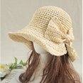 thumbnail image 5 of Pack de 2 sombreros de sol plegables de paja de ala ancha para mujeres y niñas (blanco y marrón) JM, 5 of 5