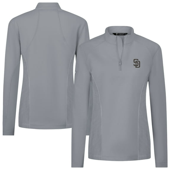 Women's Levelwear Gray San Diego Padres Upright Insignia 2.0 Quarter-Zip Tri-Blend Top