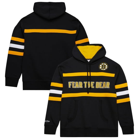 Men's Mitchell & Ness Black Boston Bruins Head Coach Slogan Pullover Hoodie