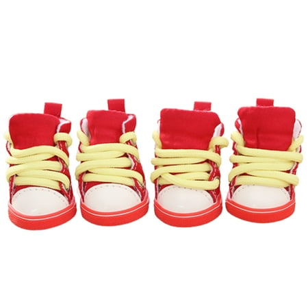 Purrfect 4Pcs Anti-Slip Laced Breathable Pet Shoes Boots Sneakers Dog Puppy Supplies