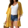 thumbnail image 1 of Fashnice Kimono Cardigan Décontracté pour Femmes, Couverture d'Été, Couleur Unie, Plage, Jaune TP, 1 of 5