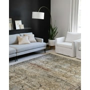 Loloi Layla Printed Oriental Distressed Olive / Charcoal 9-0 x 12-0 Area Rug