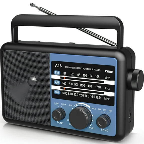 Portable AM FM SW Radio: Battery Operated Radio By 4 D Cell Batteries Or AC Power Shortwave Radio With Excellent Reception, Big Speaker, Standard Earphone , High/Low Tone Mode, Large Knob