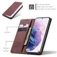 thumbnail image 2 of Dteck Case For Samsung Galaxy S21 6.2-inch,Magnetic Leather Luxury Card Holder Pocket Case Shockproof Full Protective Kickstand Retro Flip Cover,Winered, 2 of 8