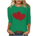thumbnail image 2 of HaoXianJian Valentine's Day Shirt for Women Glitter Love Heart Printed T-Shirt Top 3/4 Sleeve Tee Crew Neck Casual Blouse Tops Size S-2X, 2 of 4