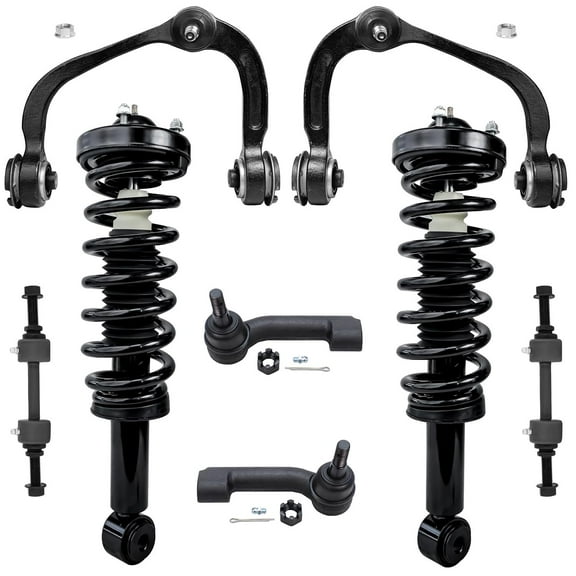 Detroit Axle - RWD Front End Suspension Kit for 09-13 Ford F-150, 2 Upper Control Arms w/Ball Joints 2 Struts 2 Tie Rods 2 Sway Bars 2009 2010 2011 2012 2013 Replacement Struts Shocks