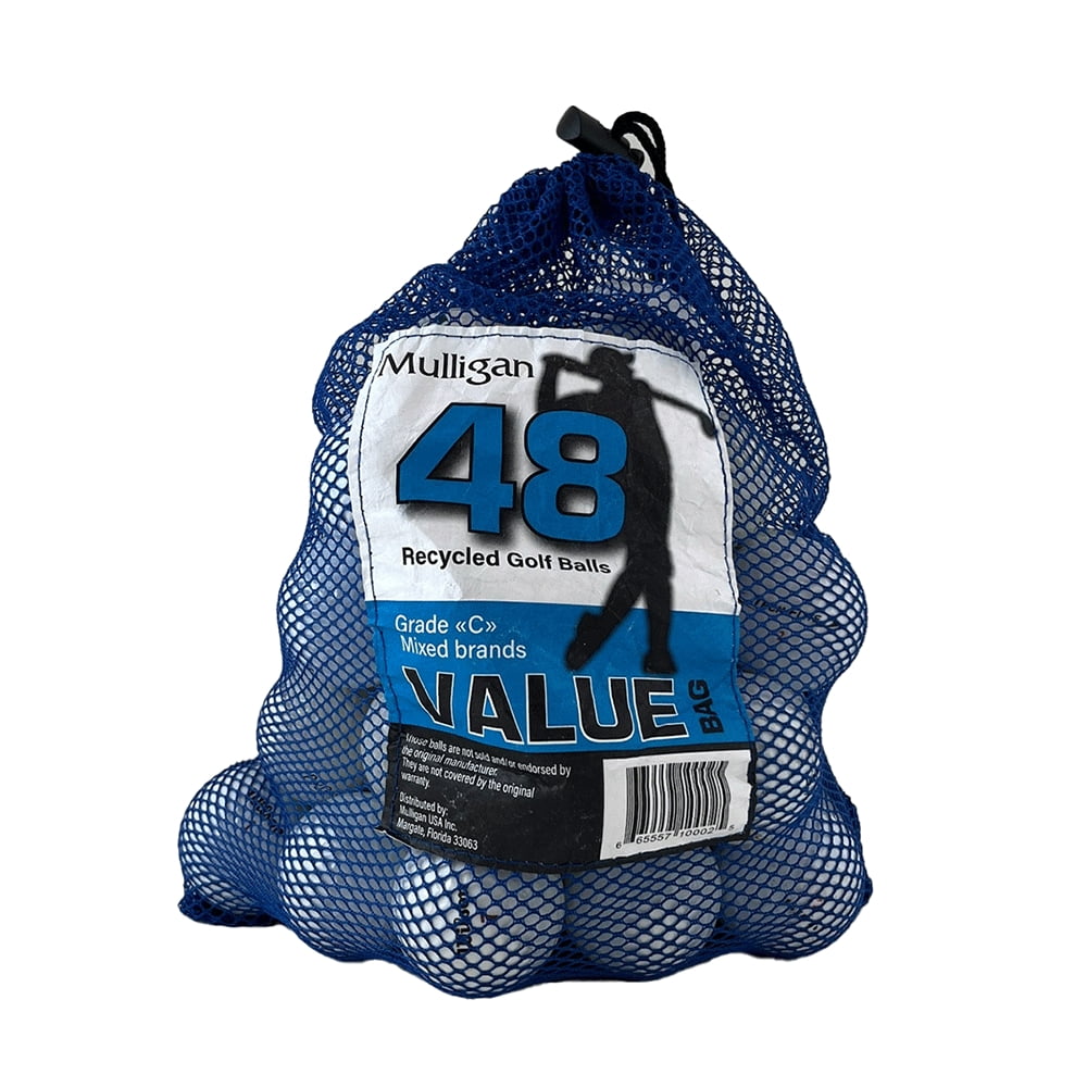 (4 pack) 48 Mixed Brands Used Recycled White Golf Balls, by Mulligan