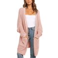 thumbnail image 1 of Coloody Womens Open Front Slouchy Sweaters Long Batwing Sleeve Oversized Knit Cardigans with Pocket, 1 of 5