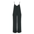 thumbnail image 6 of Adjustable Strap Jumpsuits Women V Neck Casual Summer Sleeveless Loose Jumpsuit Long Pants Rompers with Pockets Black XL, 6 of 7