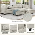 thumbnail image 5 of Clearance! Modern Sectional Sofa with Storage Ottoman, L-Shape Couch with 2 Pillows and Cup Holder,Sectional Sofa with Reversible Chaise for Living Room,Light Gray, 5 of 9