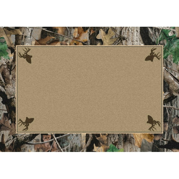 Milliken Beige Door Mat Timber Solid Center - Aprx 2' 8" x 3' 10"