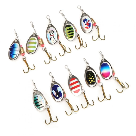 Riousery Juego de 10 Señuelos de Pesca Spinnerbait y Cucharas Biónicas para Lubina