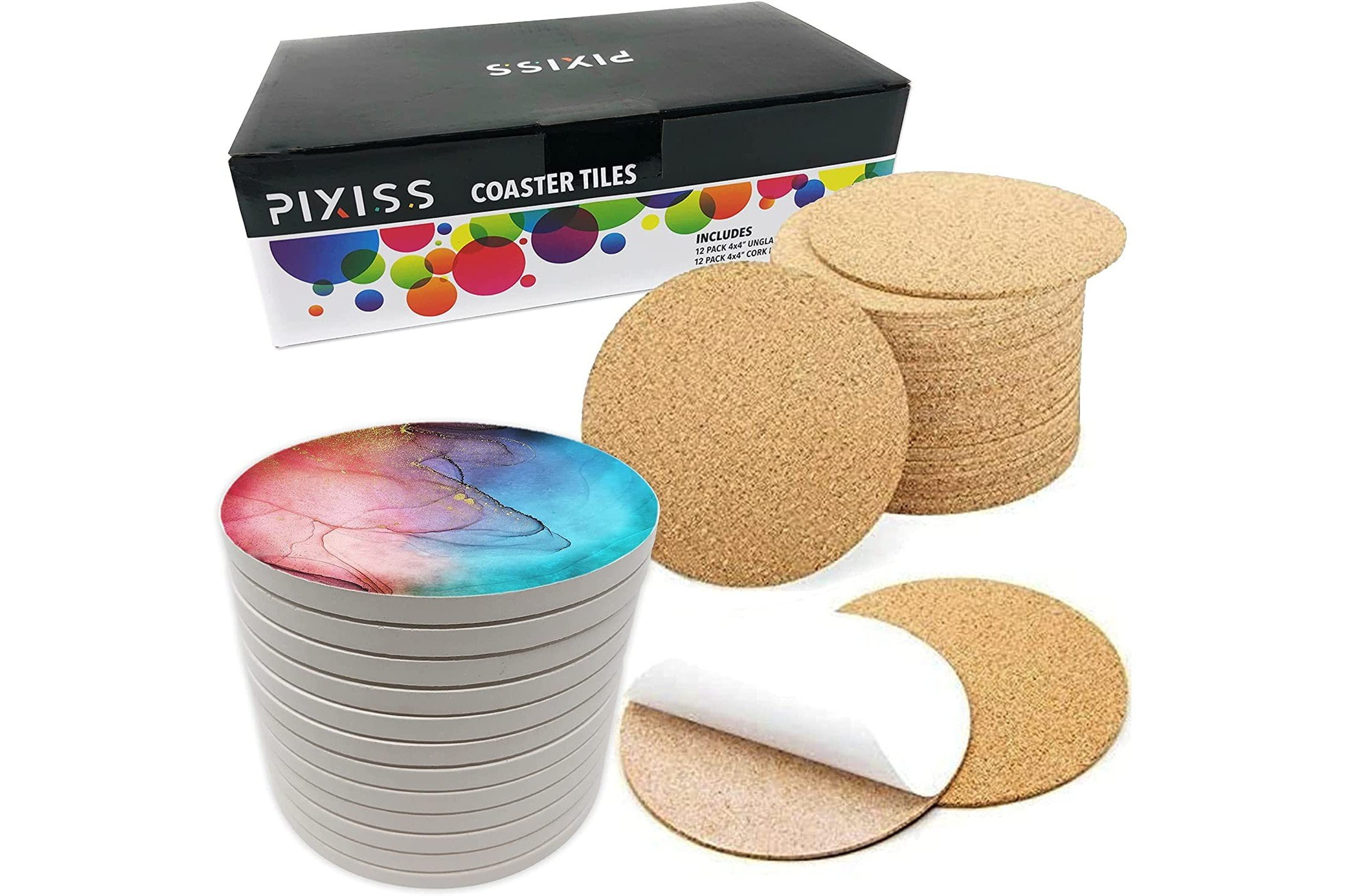 4 x 4 6pc Paintable Circle White Circle Drink Coasters for Crafts Unglazed Coaster Tiles Includes Metal Holder 4 x 4 6pc Paintable Circle White Circle Drink Coasters for Crafts Unglazed Coaster Tiles Includes Metal Holder