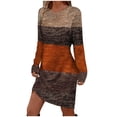 thumbnail image 2 of Robes Femmes DYTTDG Robe de Mode pour Femmes à Blocs de Couleur Col Rond Manches Longues Décontractée Maison Ample Mini-Robe en Liquidation Brun,G, 2 of 8