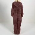 thumbnail image 5 of Abcnature Women Long Sleeve Hooded Jumpsuit Pajamas Casual Warm Rompe Sleepwear Brown M, 5 of 6