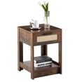 thumbnail image 3 of Kepooman 15.75" Rattan Night Table, Versatile Nightstand Bedside Table with a Drawer and Shelf, Modern End Side Table for Bedroom, Rustic Brown, 3 of 10