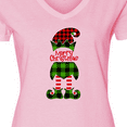 thumbnail image 4 of Inktastic Merry Christmas Elf in Red and Green Plaid Women's V-Neck T-Shirt, 4 of 5
