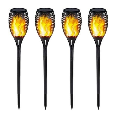 Solar Porch Lights Outdoor Lighting 33 LED Solar Landscape Light, Flame Induction Light,Garden Insert The Ground Light Decorative Landscape Light, Outdoor Solar Landscaping Light for Yard Garden Driveway Porch Walkway Pool Patio(4 Pcs) ()