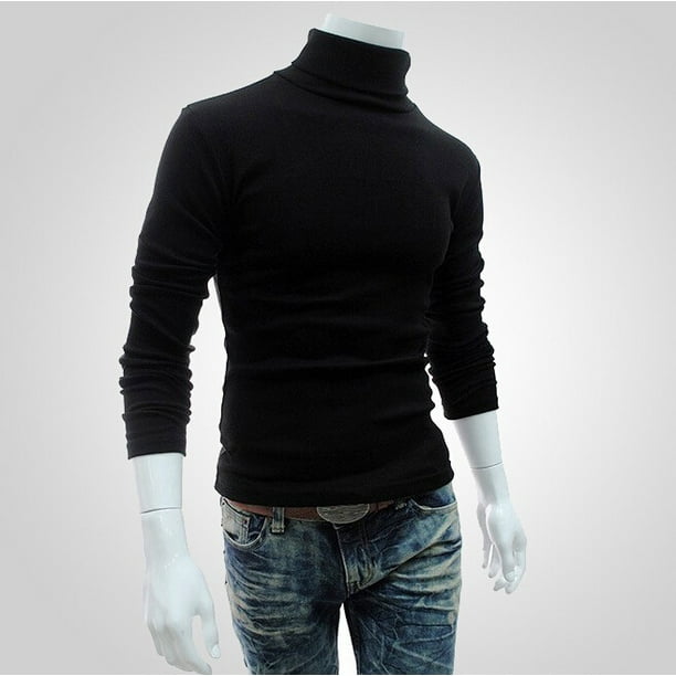 Cotton black turtleneck sweater top