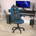 thumbnail image 3 of BizChair Gaming Chair Racing Office Computer PC Adjustable Chair with Flip-up Arms and Transparent Roller Wheels, Blue/Black LeatherSoft, 3 of 9