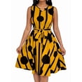 thumbnail image 3 of Women'S Striped Wrap V Neck Tie Waist Sleeveless Spaghetti Straps Dress Yellow S, 3 of 9