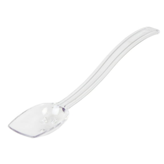 Excellante 10" 0.75 oz perforated polycarbonate buffet spoon, clear color, comes in dozen