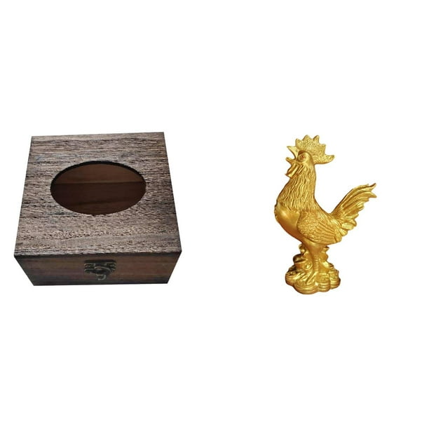 Estuche de pañuelos de escritorio,Caja de pañuelos faciales de madera estilo retro,Escultura de pollo,Escultura de gallina,decoración para el hogar,figura de gallo,Figura decorativa de