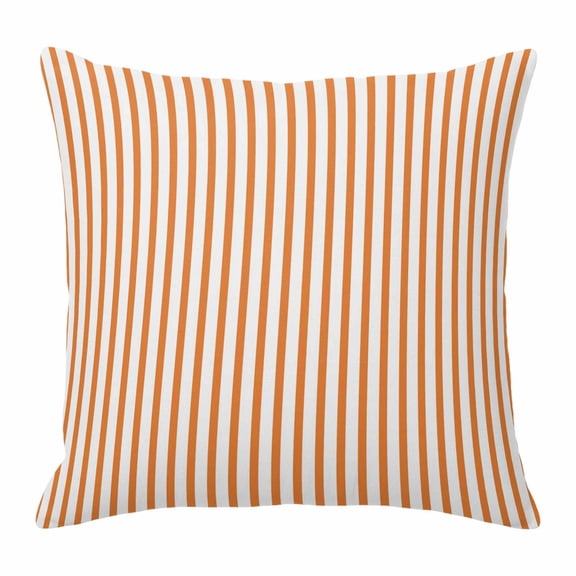 Throw Pillow Covers, Thin Orange Striped Decorative Throw Pillow Covers 18x18 Inch, Farmhouse Modern Stripes Square Linen Pillow Cases for Couch/Living Room/Sofa