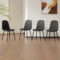 SUDICA Modern Black Dining Chairs Set of 4, PU Leather Upholstered Side Chairs with Metal Legs for Kitchen or Dining Room