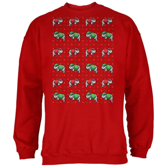 8 Bit Xmas Cat Ugly Sweater Red Adult Sweatshirt