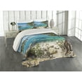 thumbnail image 2 of Ambesonne Romantic Quilted Coverlet 3 Pcs, Tahoe Snowy Mountain, King Size, Pale Blue Green Eggshell, 2 of 4