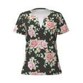 thumbnail image 3 of Naloa Rose Flowers Print T-Shirts Short Sleeve V Neck Tees for Women Fashion Tops Trendy Lightweight Soft Casual Summer Outfits Clothes, 3 of 5
