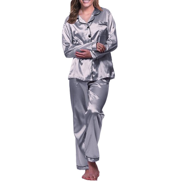 Clearance! MITCOWBOYS Bridesmaid Pajamas Womens Pajama Sets Silk Pjs For Women Set Satin Pajamas Pajama Sets For Women 2 Piece Cotton Pajamas For Women Set Knit Set Gray M Clearance!