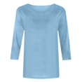 thumbnail image 6 of Summer Plus Size Womens 3/4 Sleeve Tops Round Neck Loose, 6 of 6