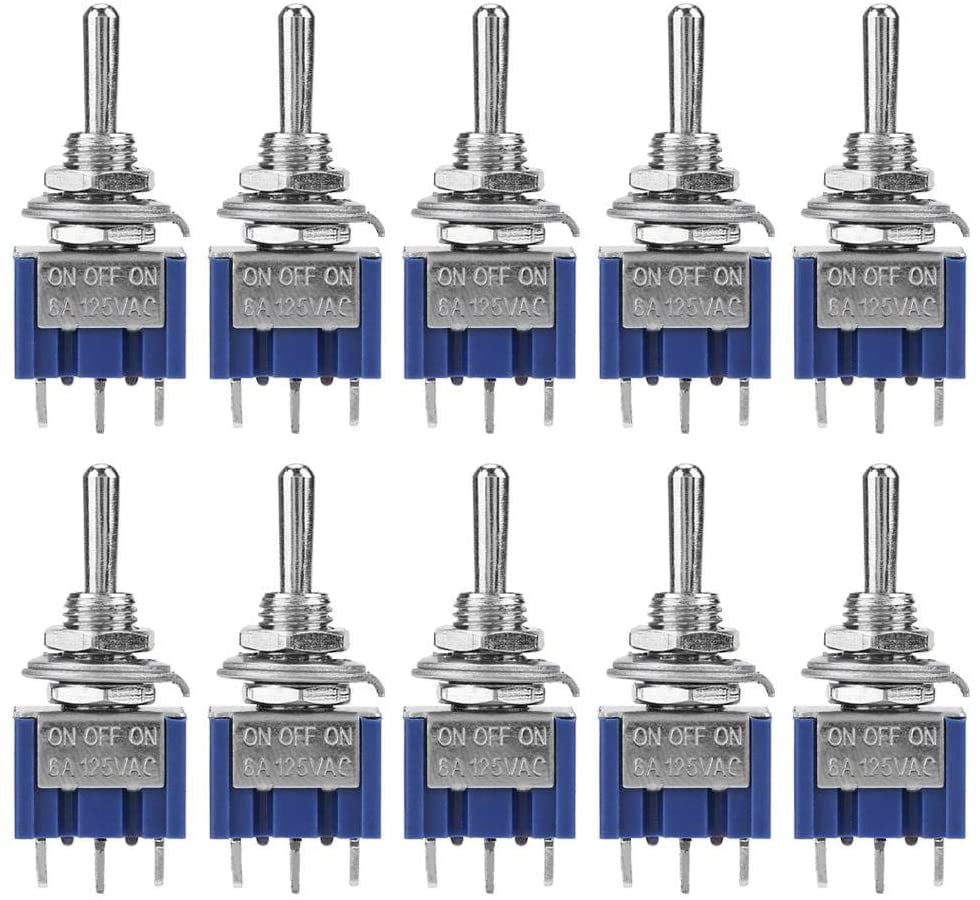 1/5/10Pcs  Toggle Switch 3Pin SPDT Off On AC 125V 6A Supply Mini Tools 