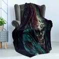 thumbnail image 4 of Zombie Soft Flannel Fleece Throw Blanket, Man Shot in Head with Bloody Details Fearful Monster Design Vampire Fantasy Print, Cozy Plush for Indoor and Outdoor Use, 60" x 80", Multicolor, by Ambesonne, 4 of 5