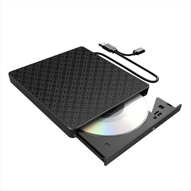 Unidad Grabadora de CD/DVD Externa Multifuncional Negra con Ranuras SD/TF y USB 3.0 Unidad Óptica para PC Portátil